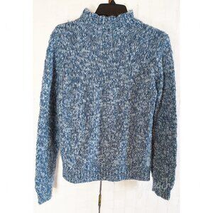 Tribeca Studio Sweater Small Blue Vintage Bouclé Mock Turtleneck Coastal Grandma